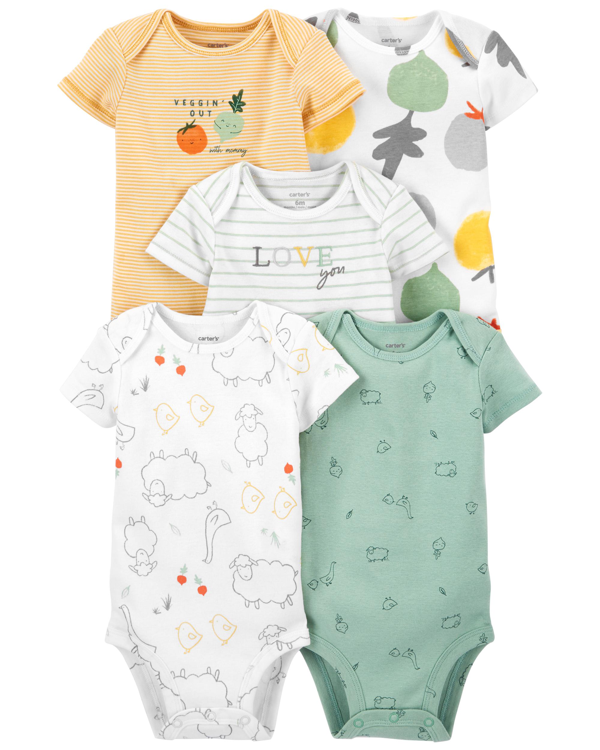 CARTERS Body krátky rukáv Veggies neutrál LBB 5 ks PRE, veľ. 46
