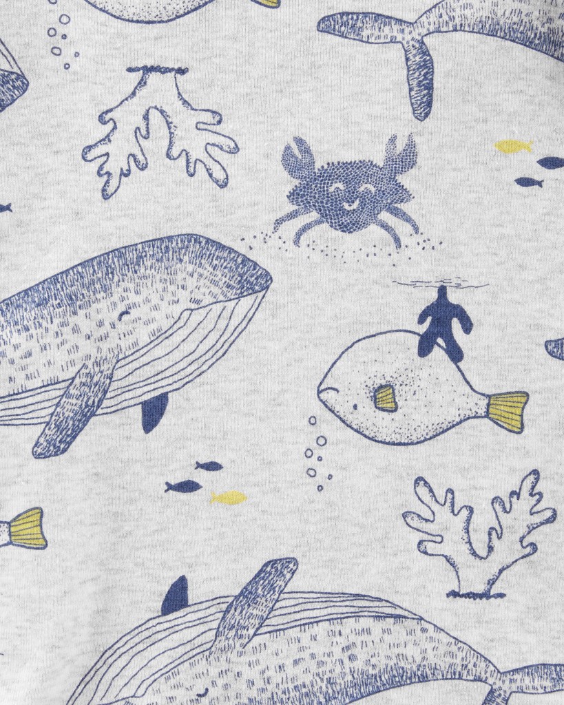 CARTER'S Overal letný krátky rukáv Grey Ocean chlapec LBB 2ks NB/ veľ. 56