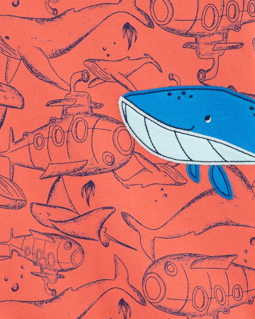 CARTER'S Overal letný Orange Whale chlapec 3m