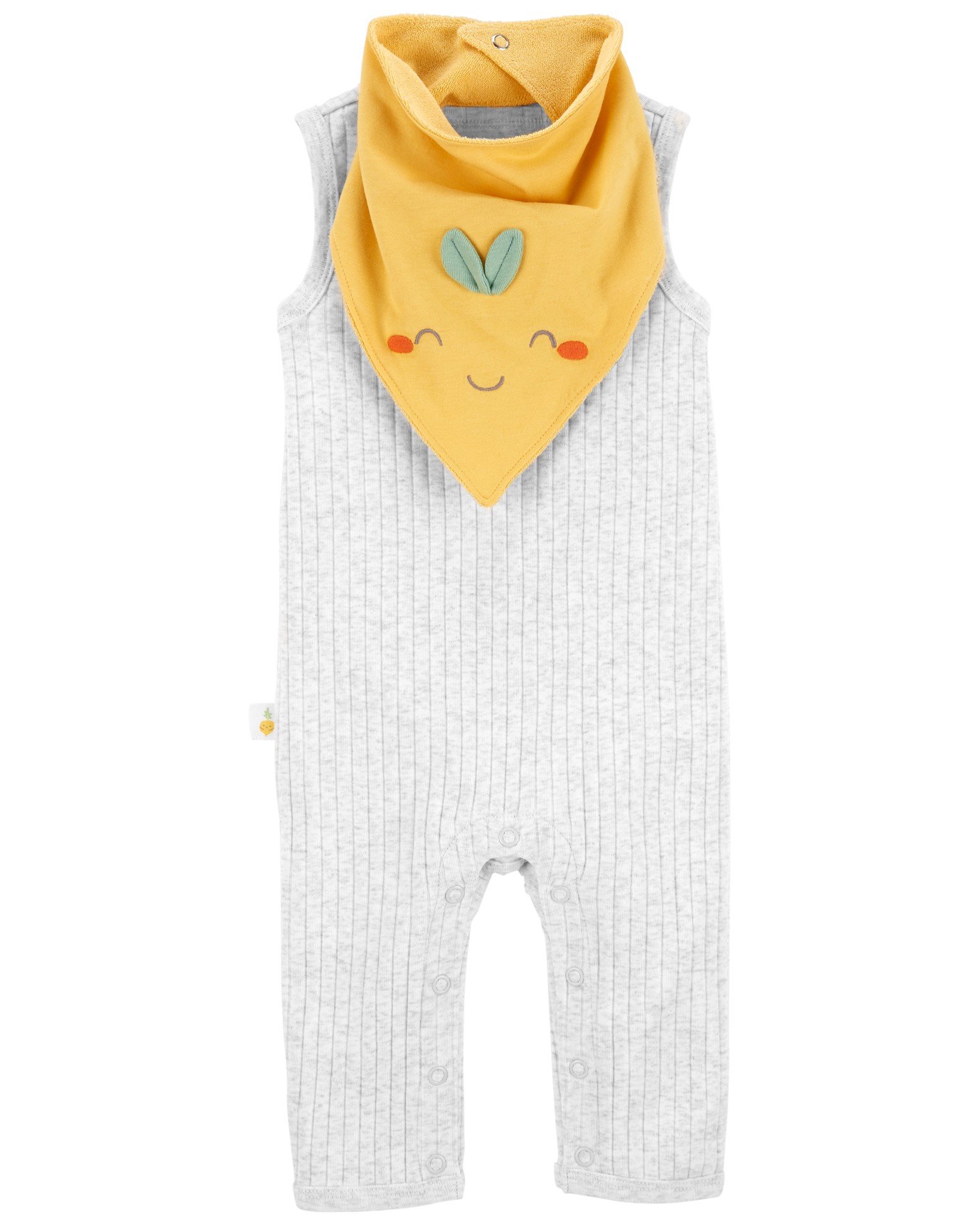CARTER'S Set 2dielny overal bez rukávov, podbradník Grey neutrál LBB 9m, veľ. 74