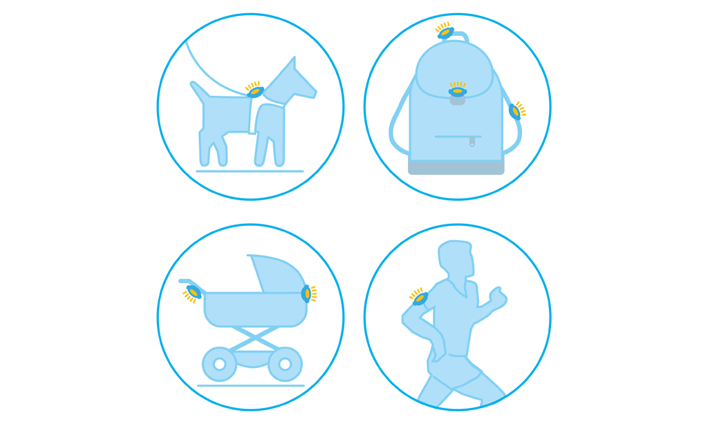 CURLI Luumi LED bezpečnostné svetielko dobíjacie na obojok BLUE