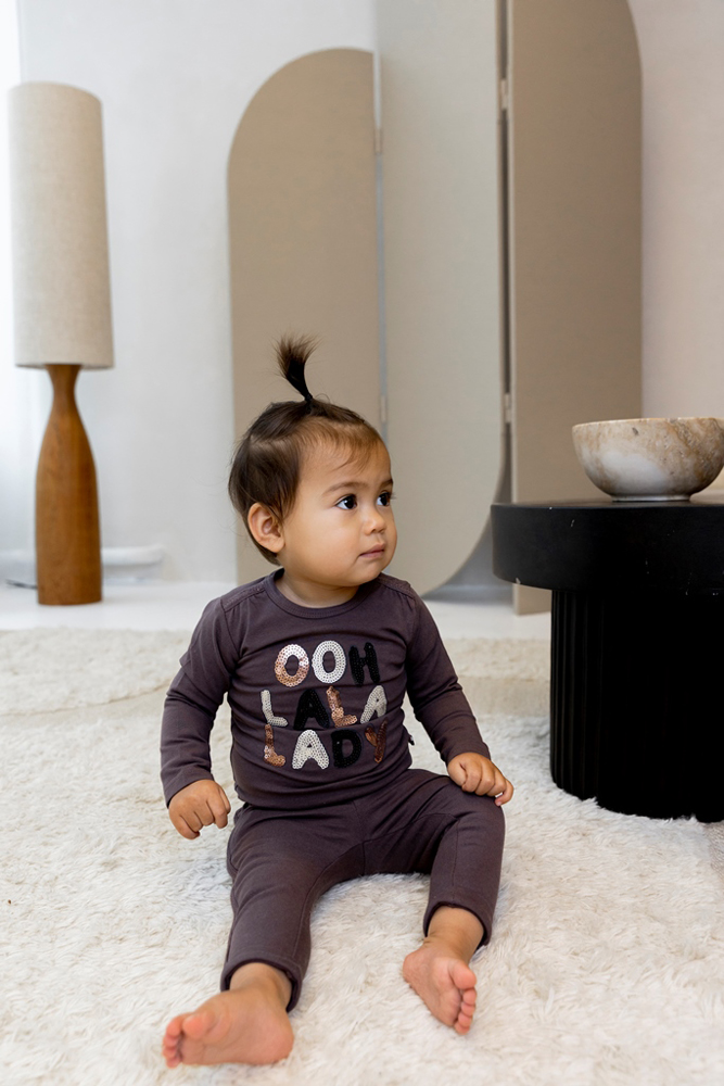 DIRKJE Tričko dl.rukáv šedohnedá dievča veľ.56