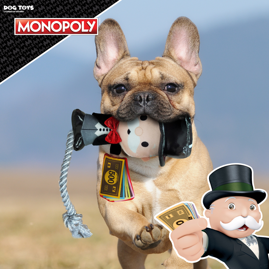 HASBRO Hračka pre psov Monopoly Mr. Money plyšová s lanom na naťahovanie 20 cm