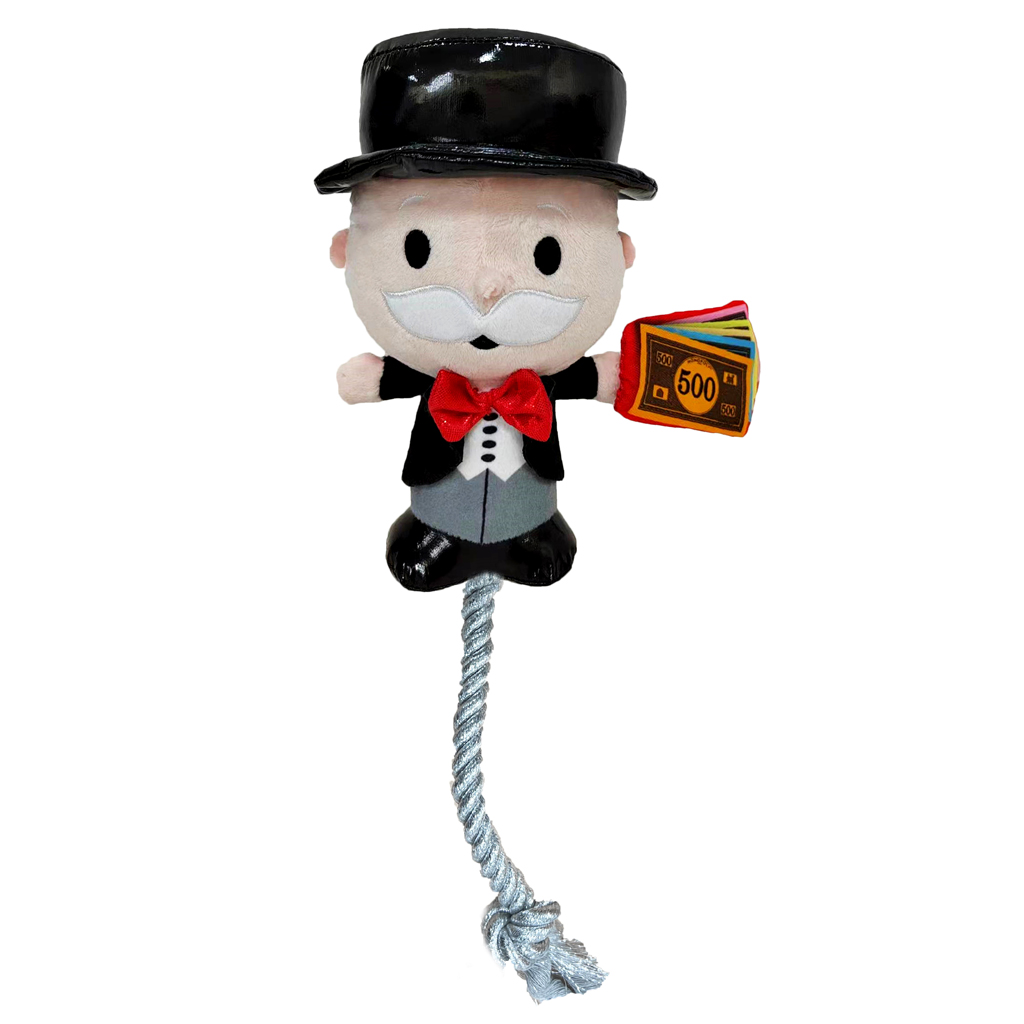 HASBRO Hračka pre psov Monopoly Mr. Money plyšová s lanom na naťahovanie 20 cm