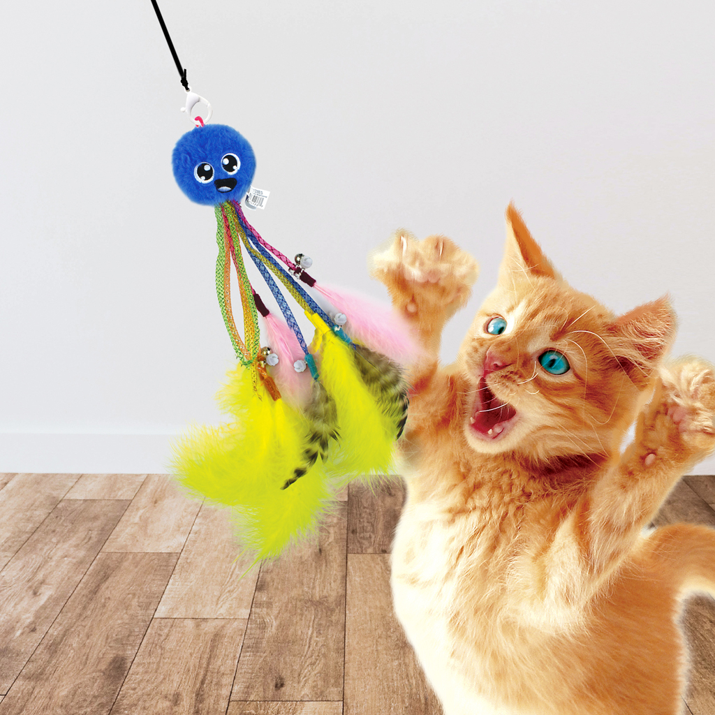 NERF CAT Hračka pre mačky chobotnička s rolničkami a paličkou 30 cm