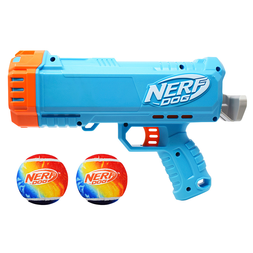 NERF DOG Darčeková sada – 30 cm kompaktný blaster a 2 ks tenisových loptičiek bez pískadla