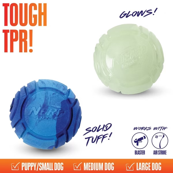 NERF DOG Darčekový set - svietiaca loptička Lightning 6,5 a Sonic loptička s vôňou arašidového masla