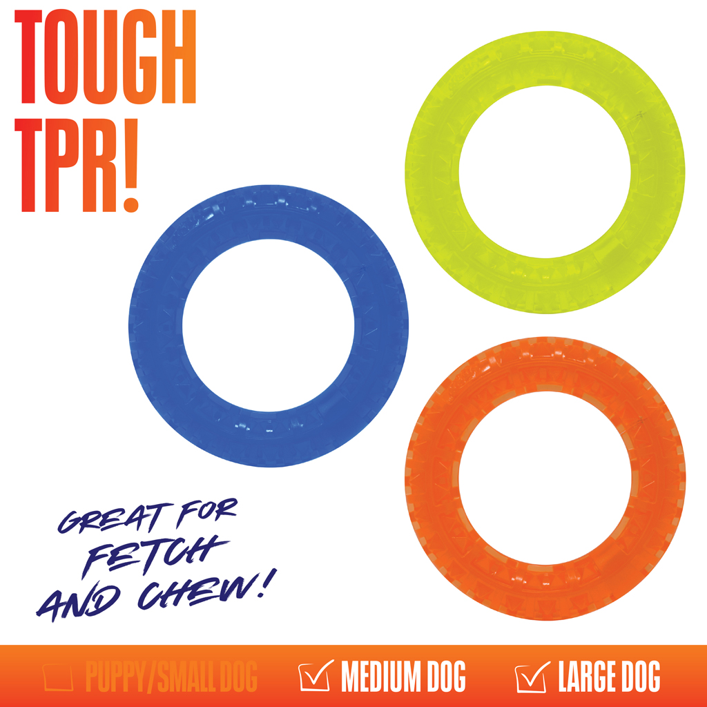 NERF DOG Hračka pre psov 3 ks priehľadných kruhov so spikami EXO 12,5 cm