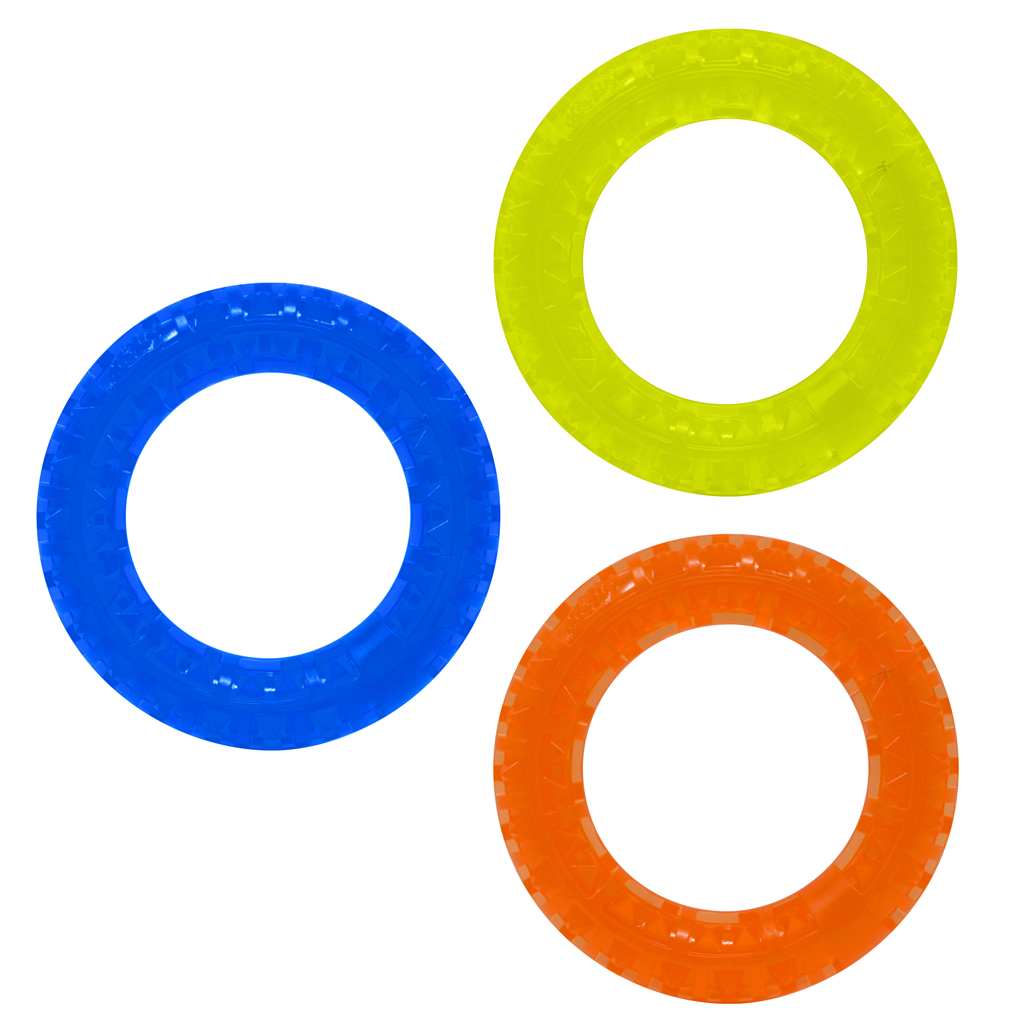 NERF DOG Hračka pre psov 3 ks priehľadných kruhov so spikami EXO 12,5 cm