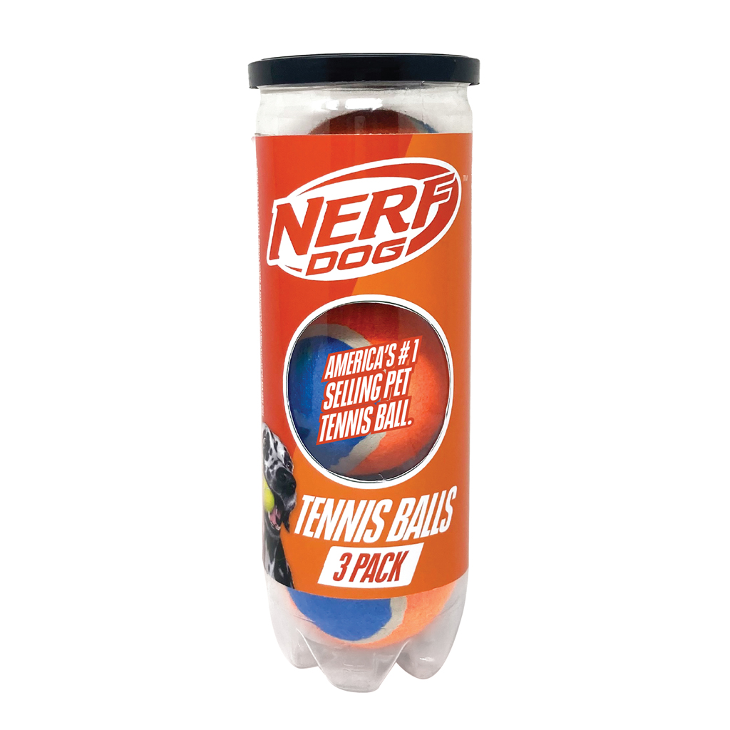 NERF DOG Hračka pre psov 3 ks tenisových loptičiek bez pískadla v tlakovej dóze 6,5 cm