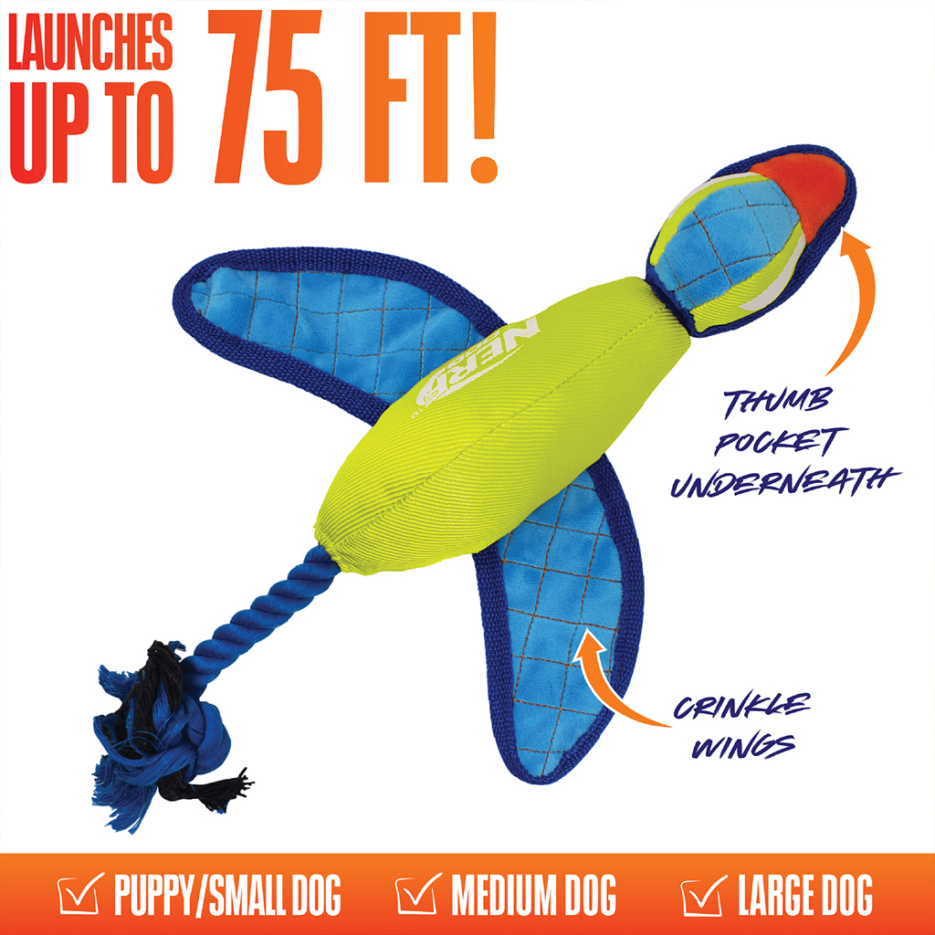 NERF DOG Hračka pre psov Nylonová plyšová kačica s chrumkavými krídlami na hádzanie 42 cm