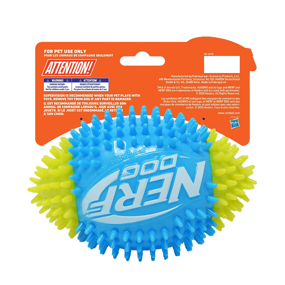 NERF DOG Hračka pre psov pískacia futbalová lopta so spikemi 15 cm