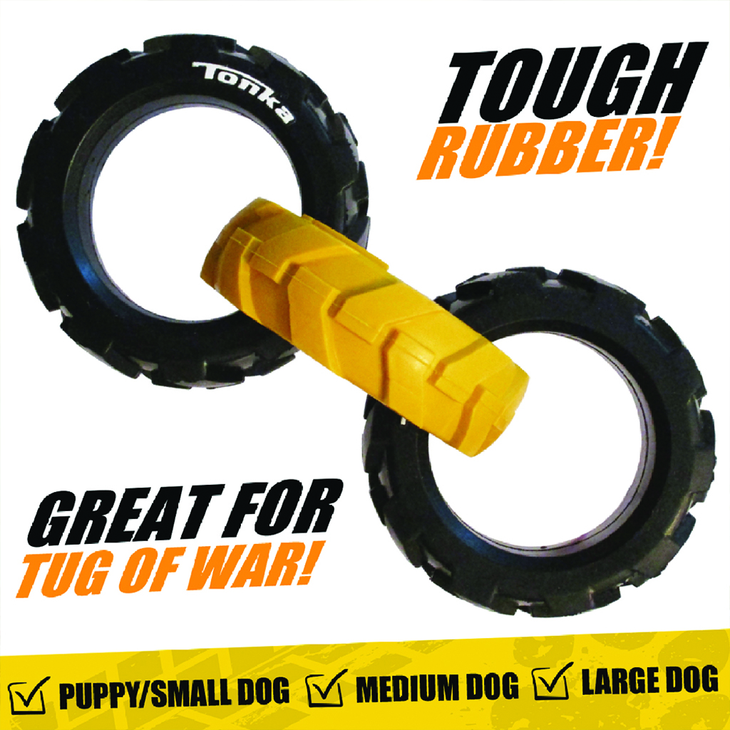 TONKA Hračka pre psov gumové 3-kruhové ťahadlo s flexibilným vzorom 27 cm