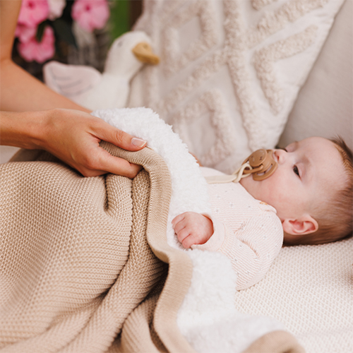 BABYONO Deka bavlnená s fleecovou podšívkou 75 x 100 cm béžová