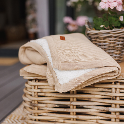 BABYONO Deka bavlnená s fleecovou podšívkou 75 x 100 cm béžová