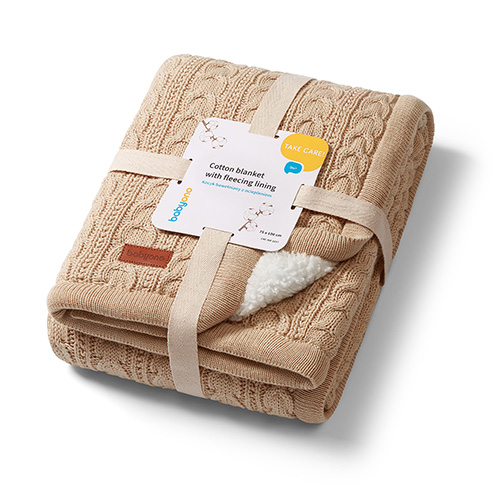 BABYONO Deka bavlnená s fleecovou podšívkou 75 x 100 cm svetlo hnedá