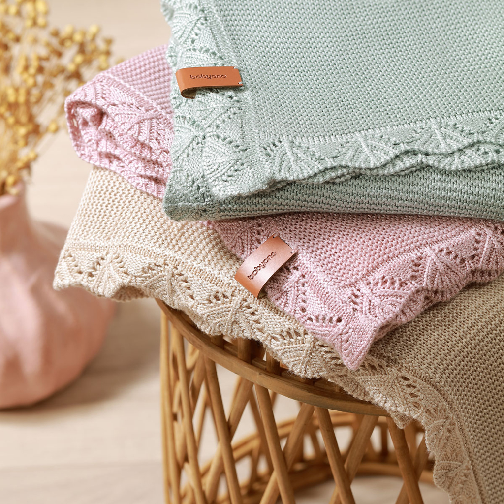 BABYONO Deka pletená bambusová Beige 75 x 100 cm