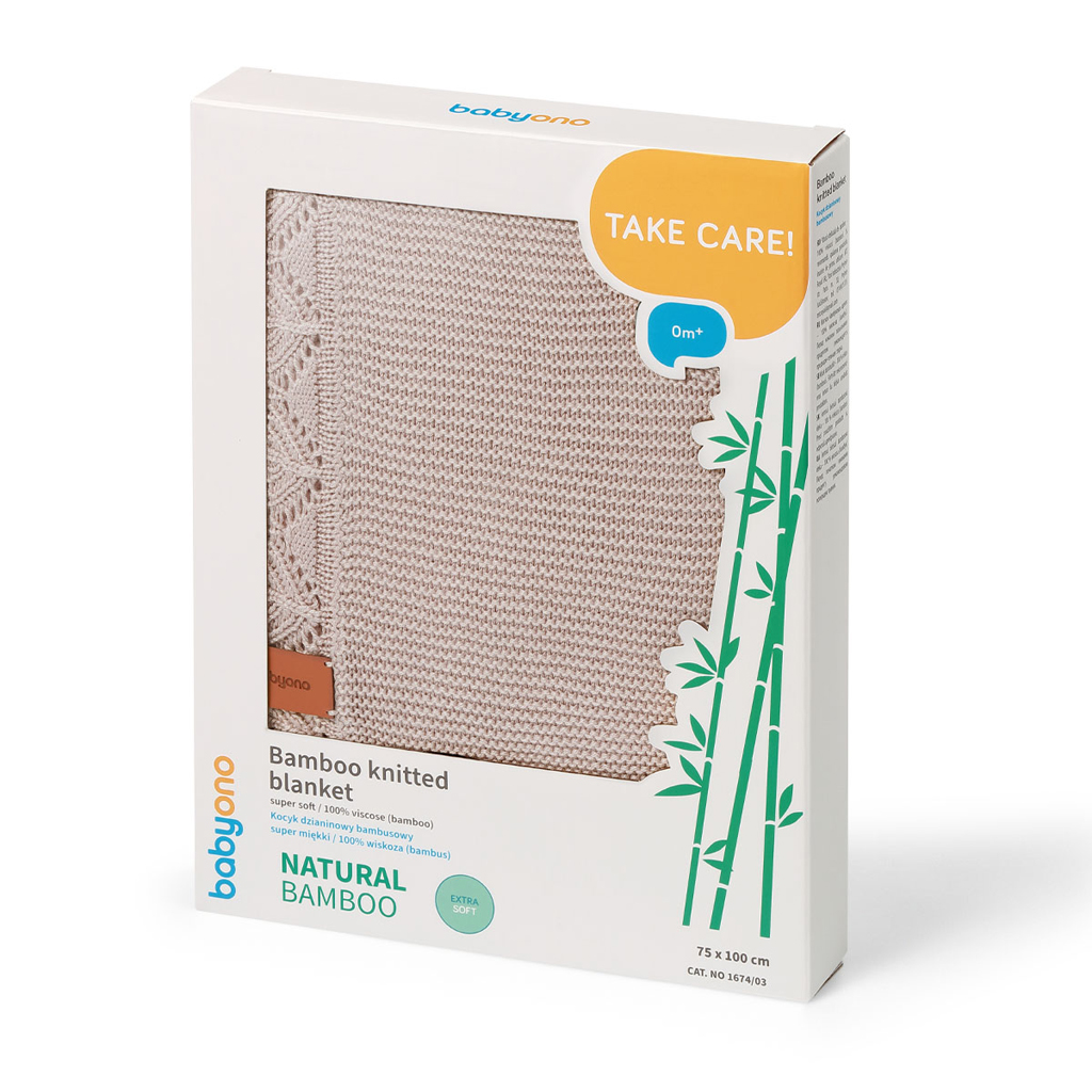 BABYONO Deka pletená bambusová Beige 75 x 100 cm