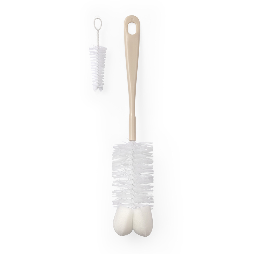 BABYONO Kefa na dojčenské fľaše s mini kefkou Beige