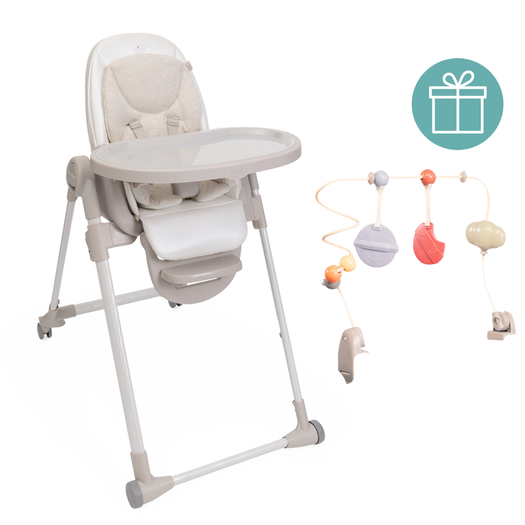 CHICCO Stolička jedálenská Polly Armonia - Mother Pearl + Hrazdička Rainbow