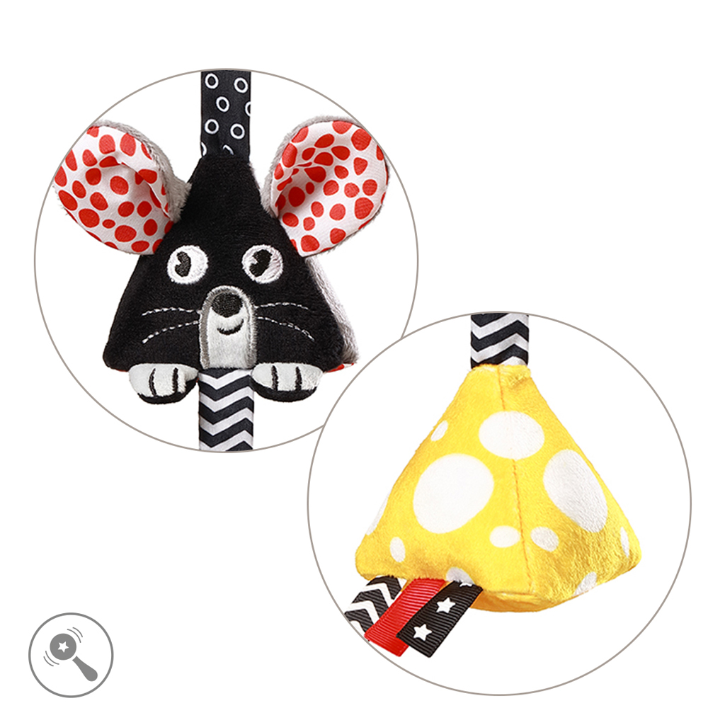BABYONO Hračka závesná kontrastná na C krúžku Mouse 0 m+