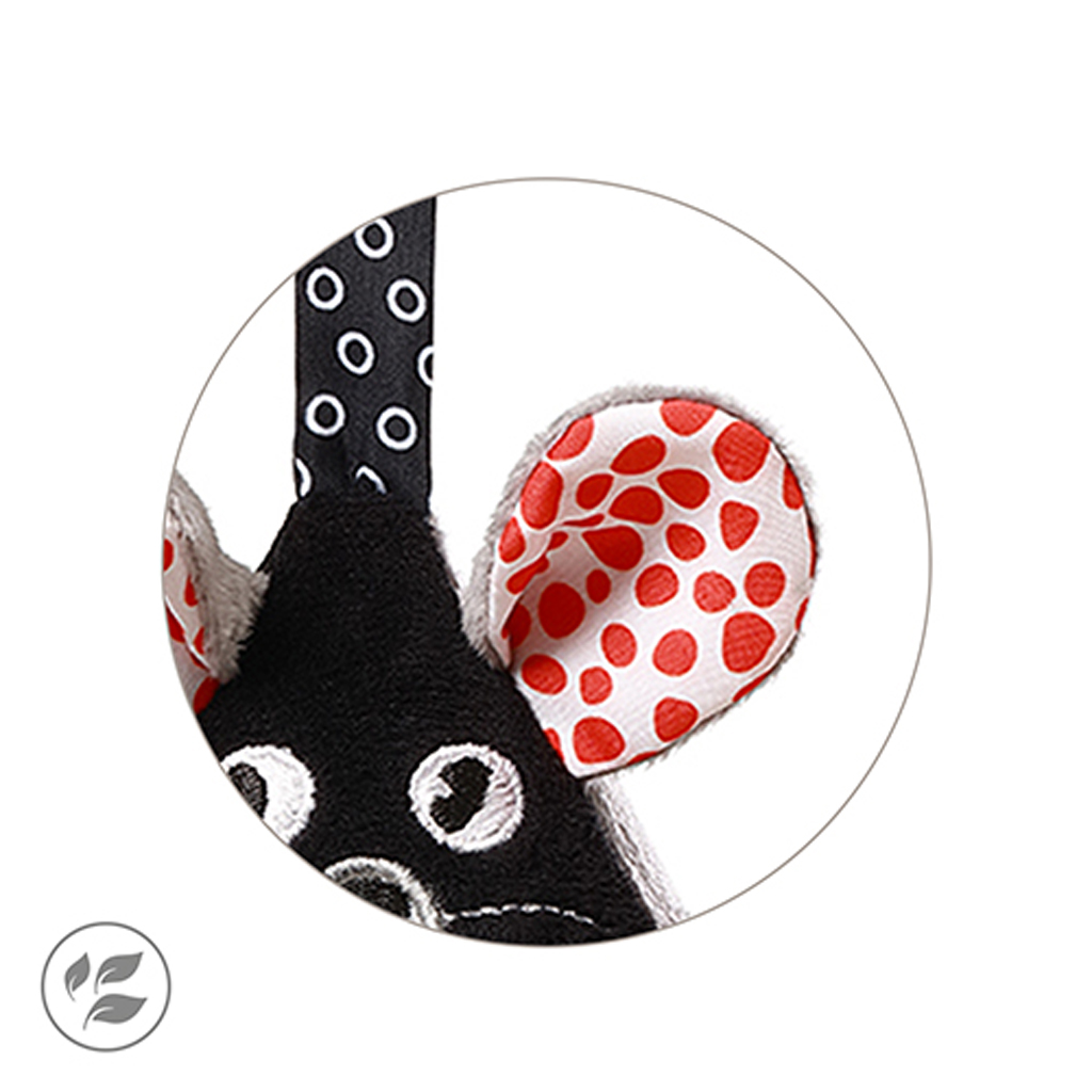 BABYONO Hračka závesná kontrastná na C krúžku Mouse 0 m+