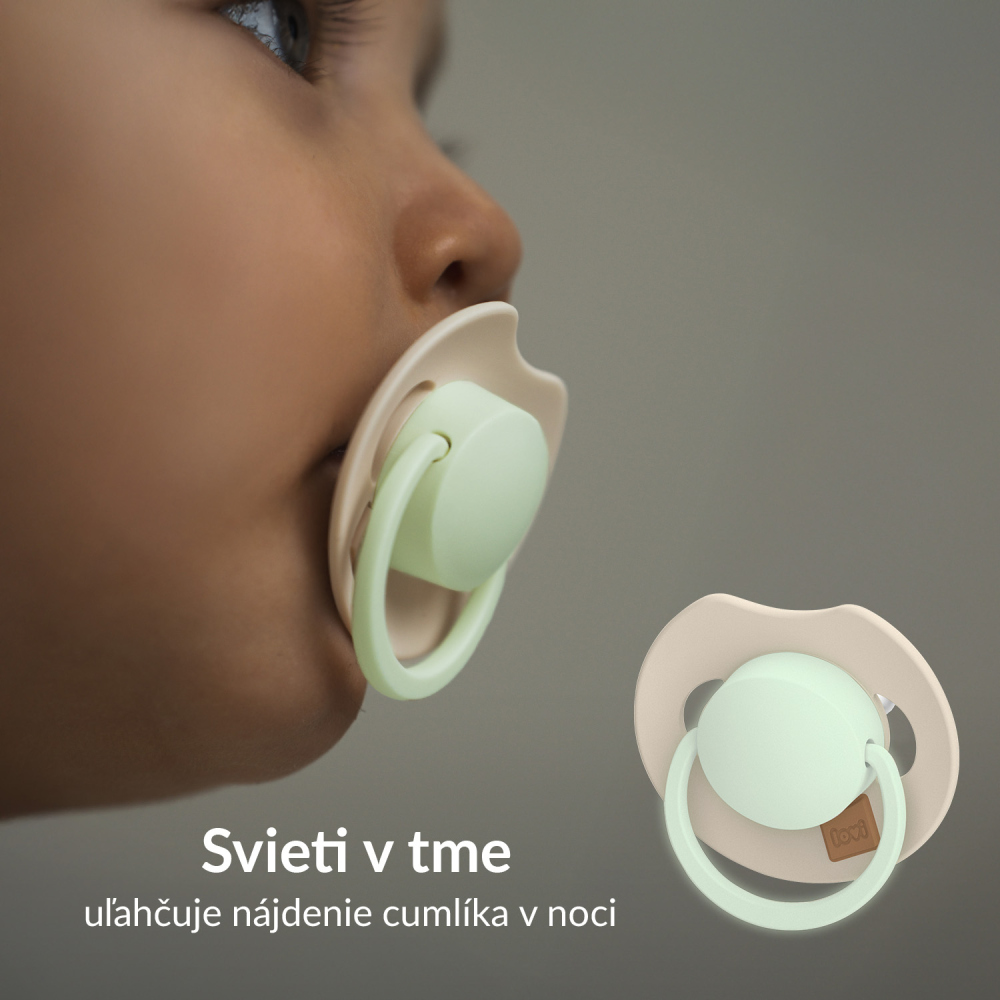 LOVI Cumlík svietiaci silikónový dynamický Prime 18m+ 2ks Ivory/Blush