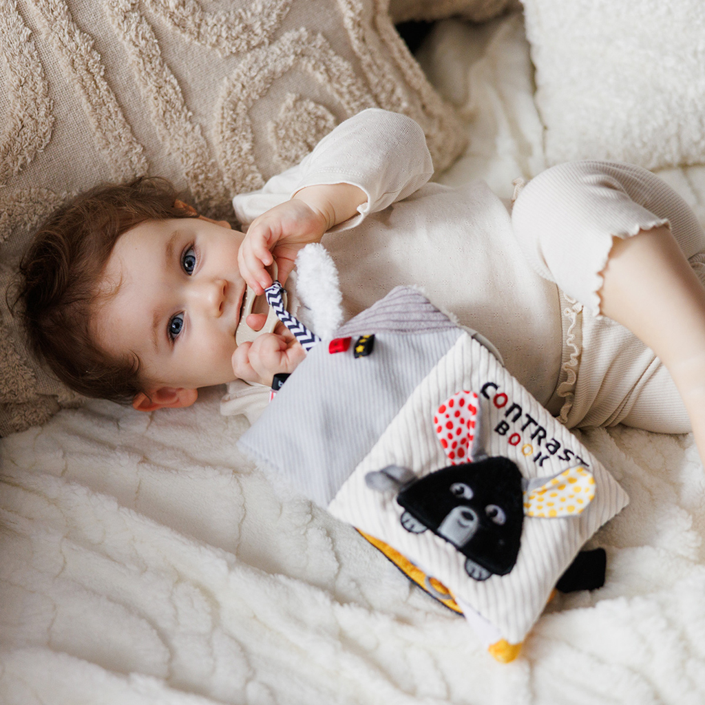 BABYONO Knižka senzorická kontrastná Mouse 0 m+