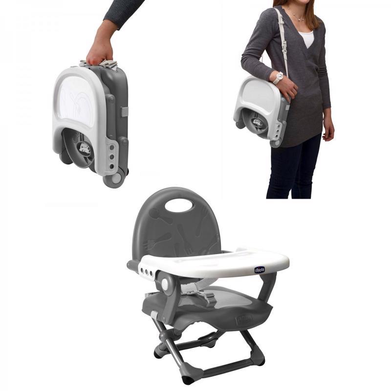 CHICCO Jedálenská stolička na stoličku Pocket Snack - Dark Grey