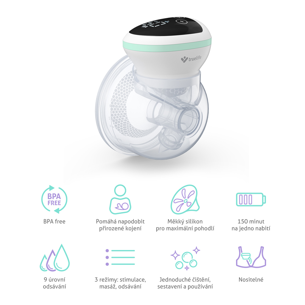 TRUELIFE Odsávačka materského mlieka elektrická handsfree Nutrio BP W5