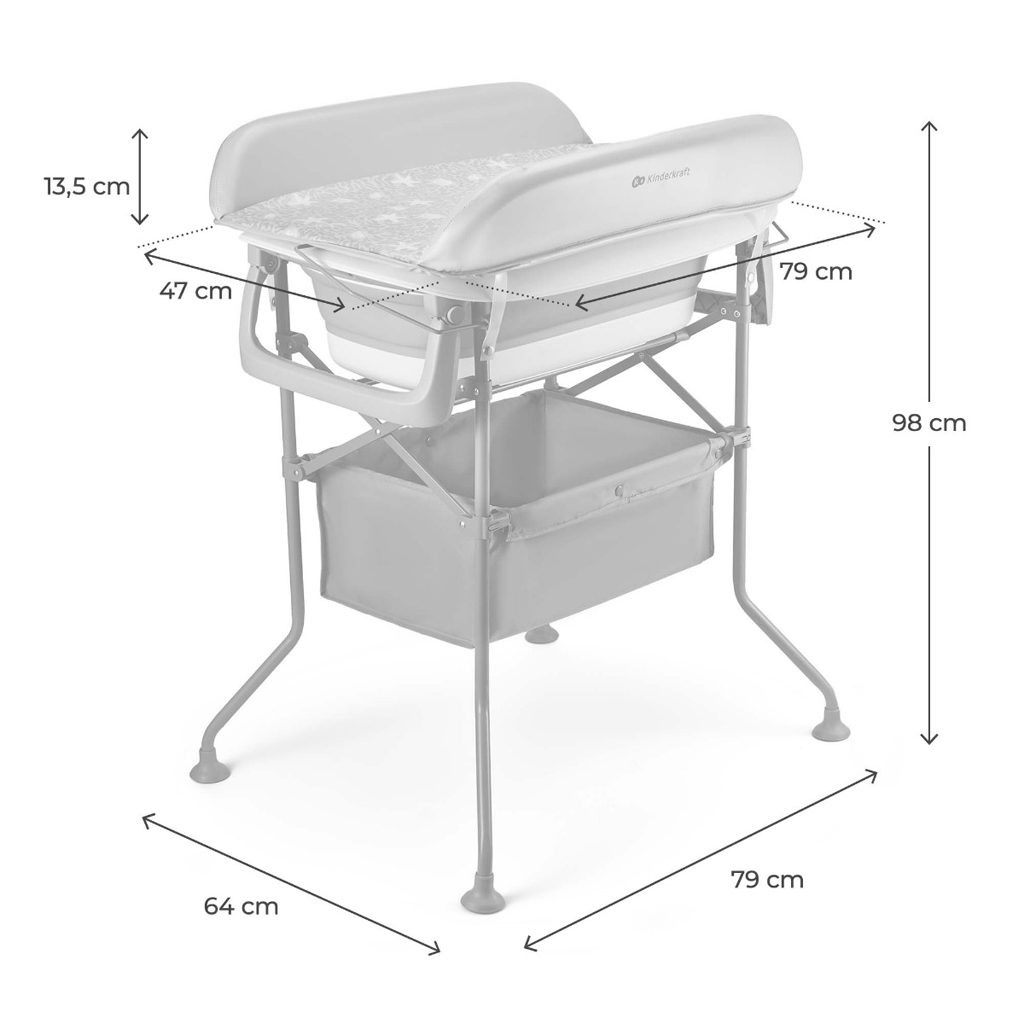 KINDERKRAFT Stolík prebaľovací s vaničkou Bubbly Grey