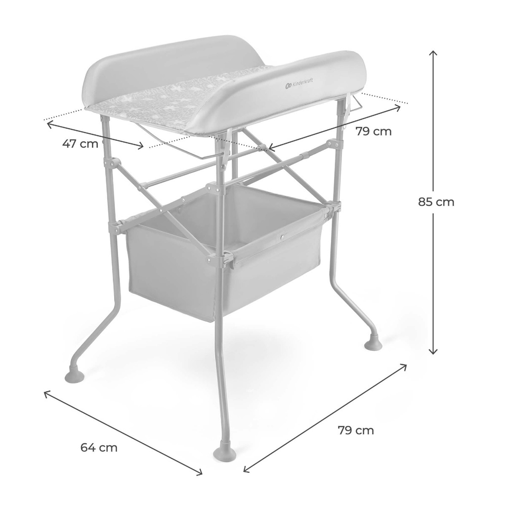 KINDERKRAFT Stolík prebaľovací s vaničkou Bubbly Grey