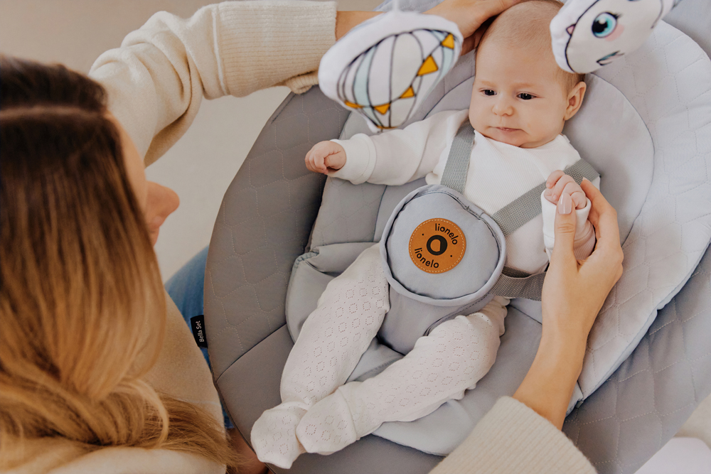 LIONELO Detské lehátko Bella Set Grey Concrete, 0m+