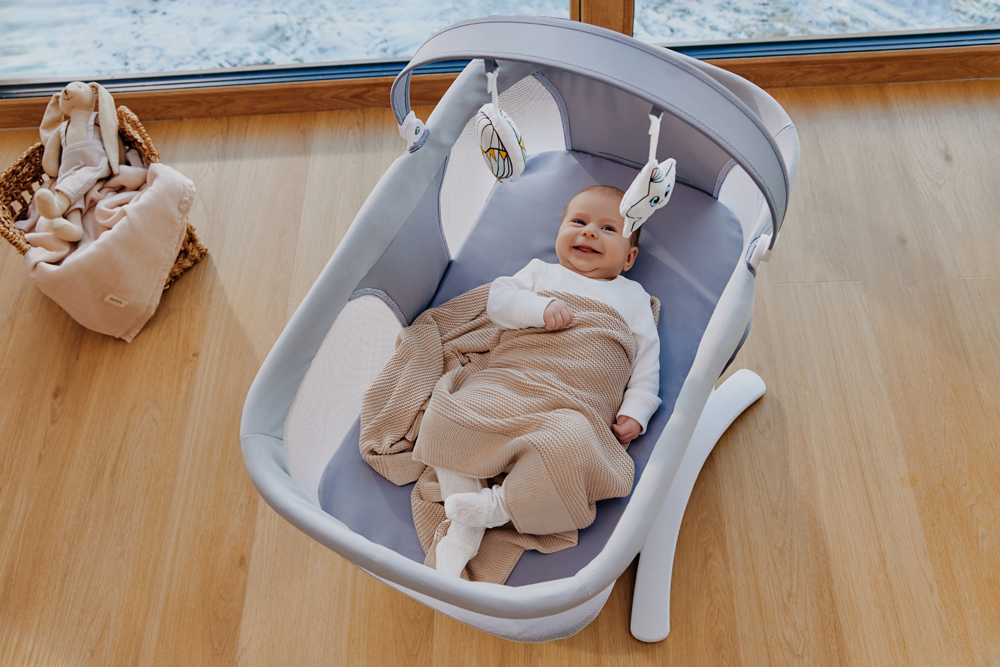 LIONELO Detské lehátko Bella Set Grey Concrete, 0m+