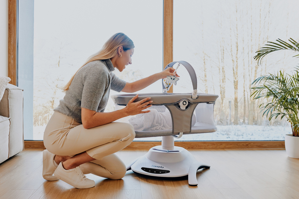 LIONELO Detské lehátko Bella Set Grey Concrete, 0m+