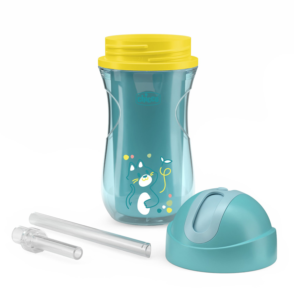 CHICCO Hrnček Sport termo so slamkou teal, 14m+
