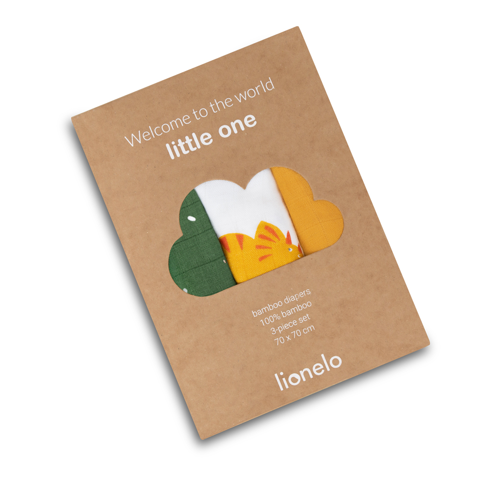 LIONELO Bambusové plienky Bamboo Set Dino, 3 ks
