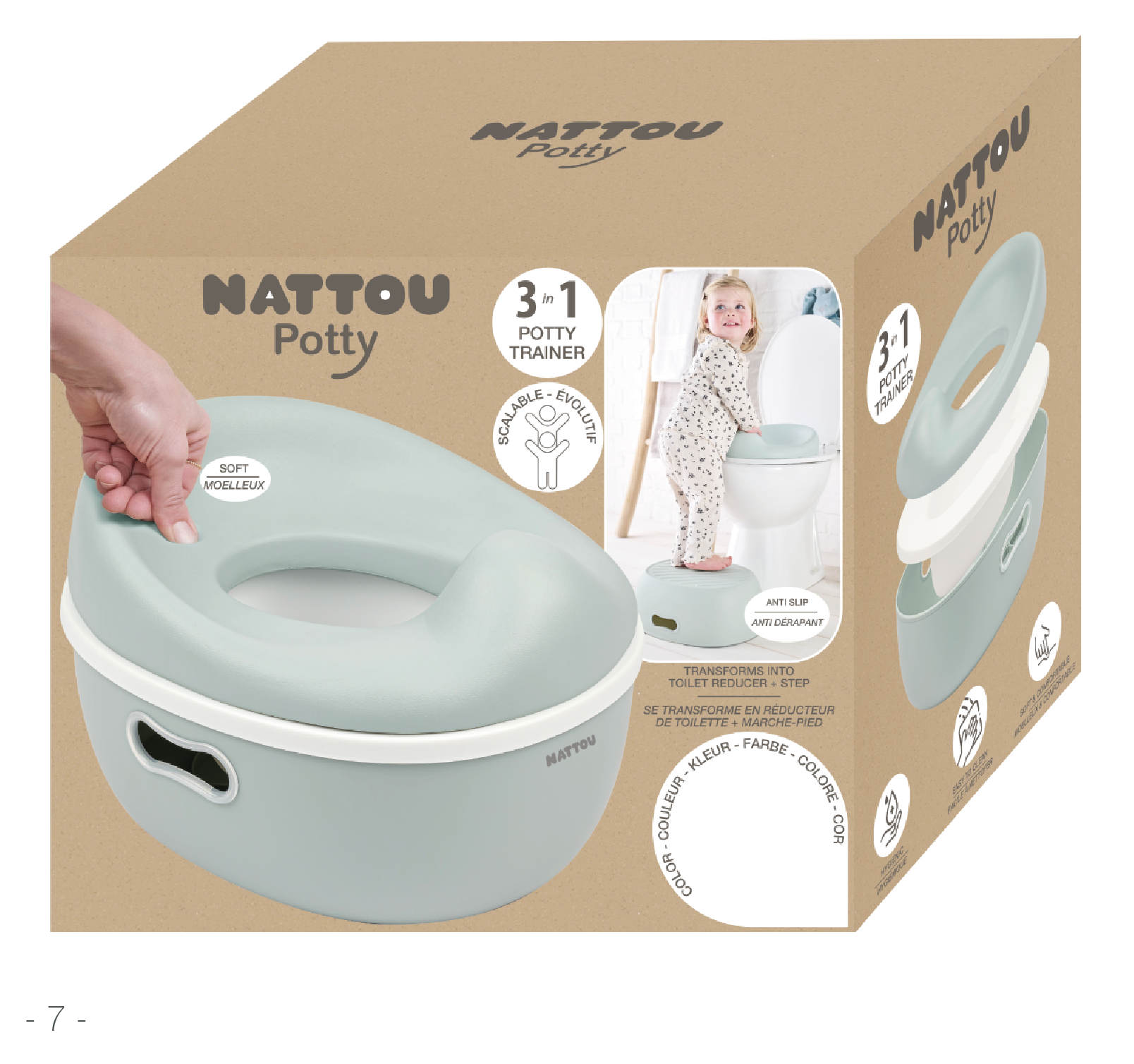 NATTOU Nočník učiaci 3v1 Potty Clay