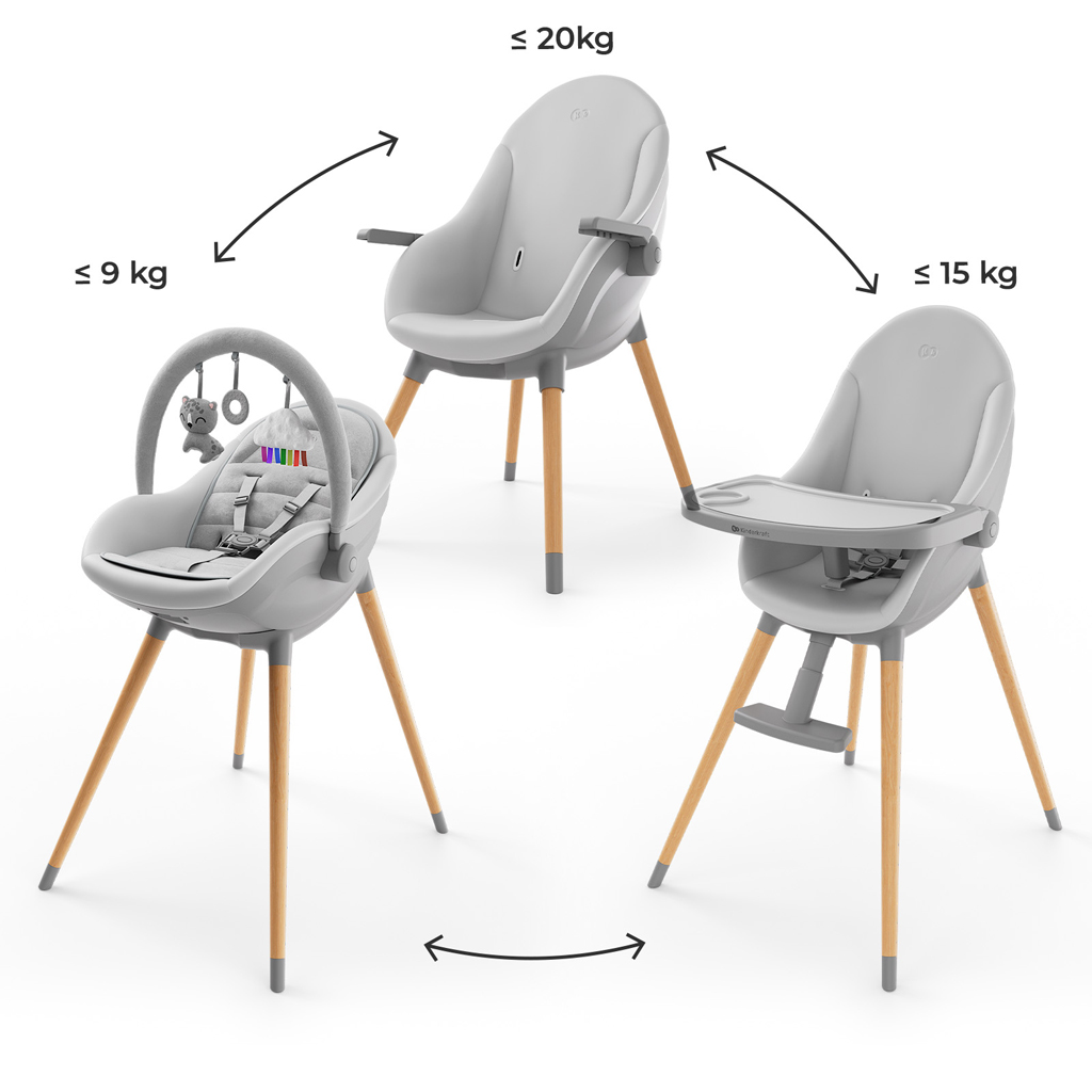 KINDERKRAFT Jedálenská stolička a lehátko Fini Up 2v1 Grey
