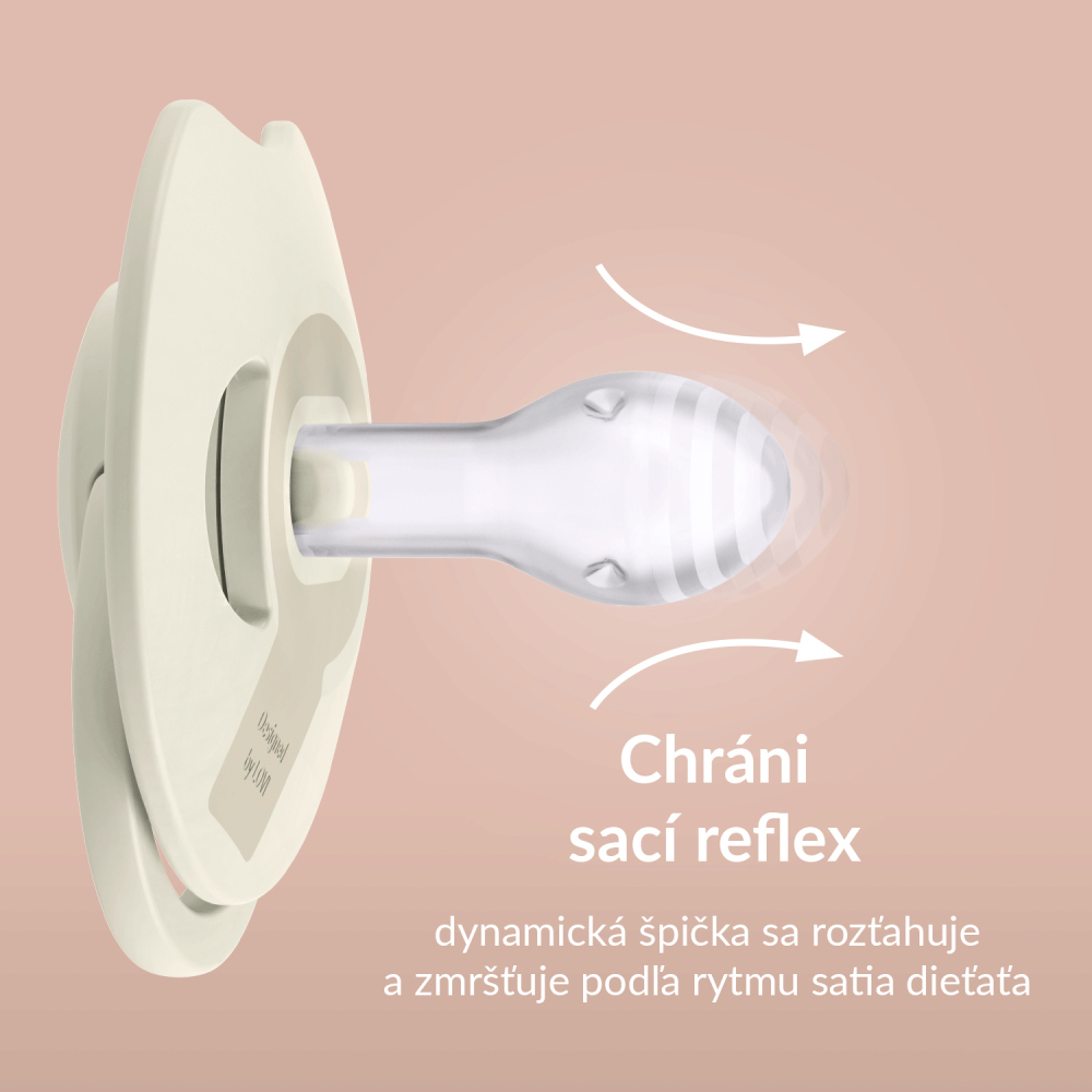 LOVI Cumlík svietiaci silikónový dynamický Prime 6-18m 2ks Ivory/Blush