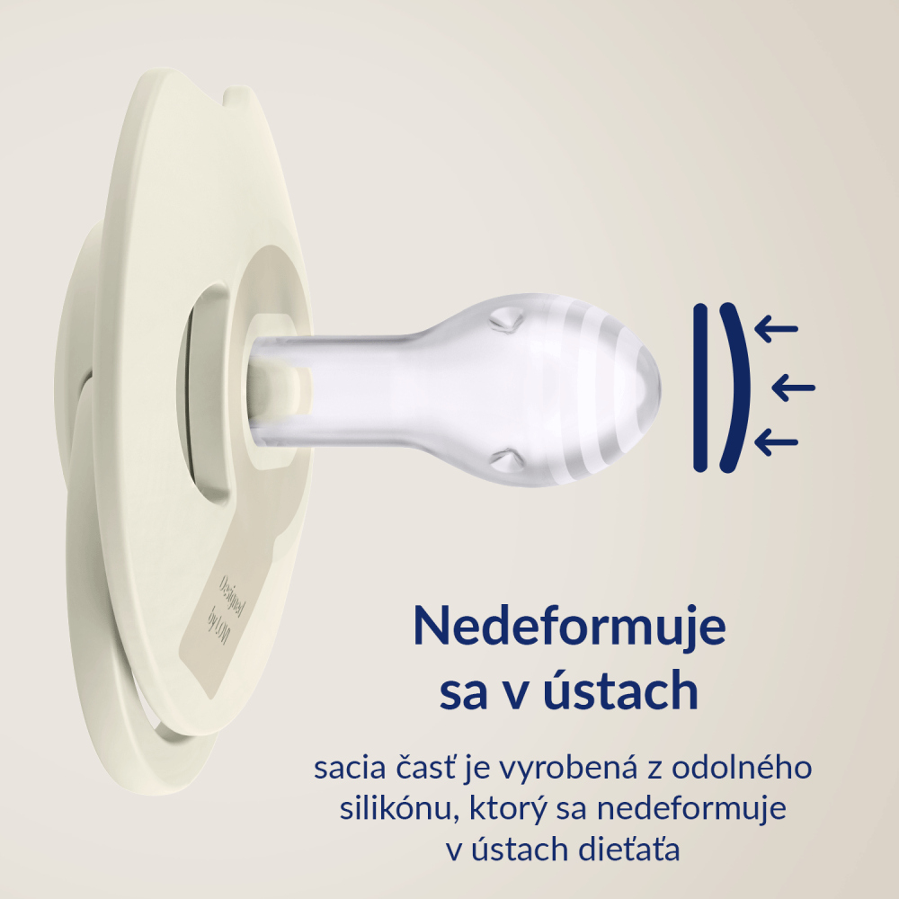 LOVI Cumlík svietiaci silikónový dynamický Prime 6-18m 2ks Ivory/Blush