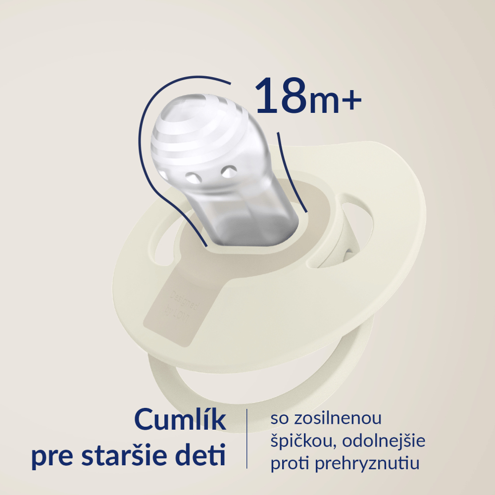 LOVI Cumlík svietiaci silikónový dynamický Prime 6-18m 2ks Ivory/Blush