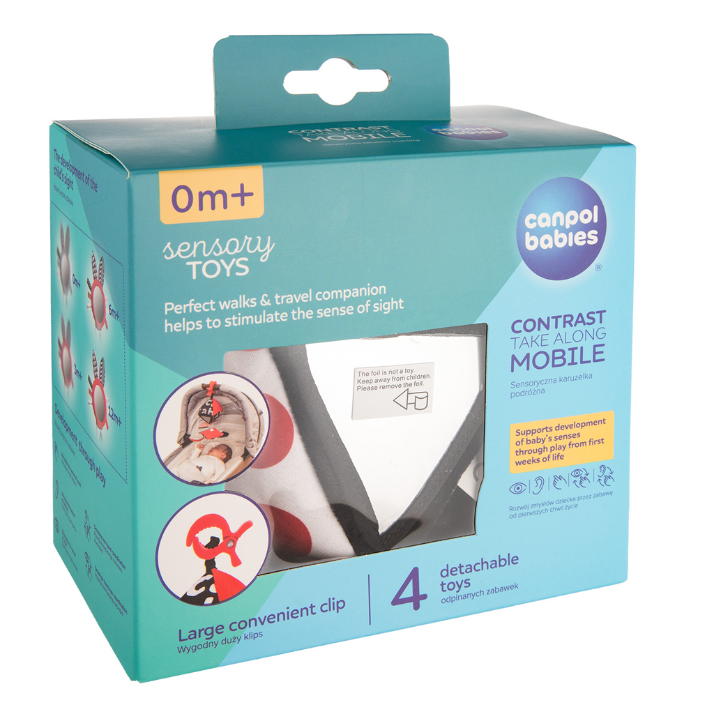 CANPOL BABIES Hračka kontrastná závesná s klipom Sensory