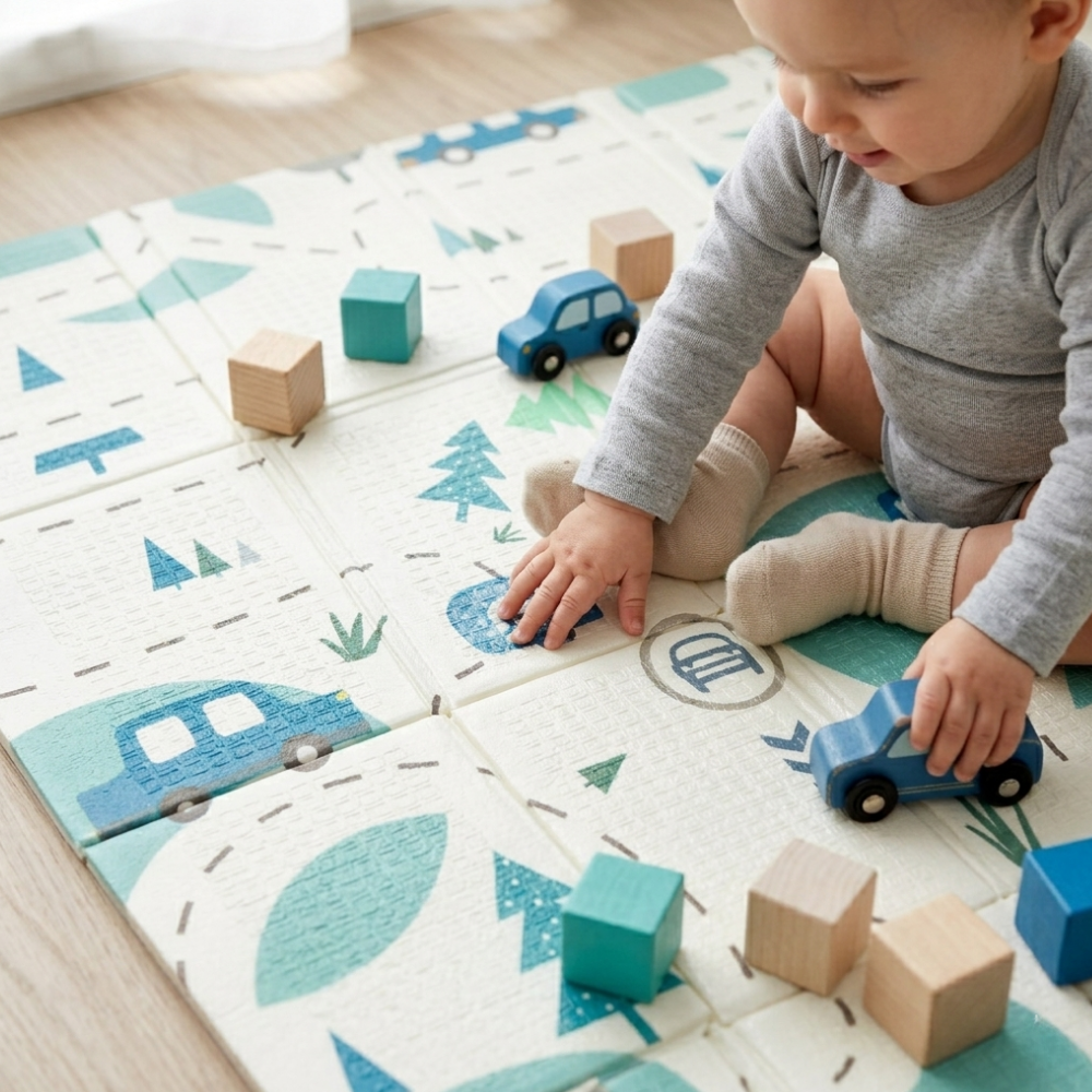 PETITE&amp;MARS Podložka na hranie skladacie Campy L 130x200cm Cars&amp;Arabesca