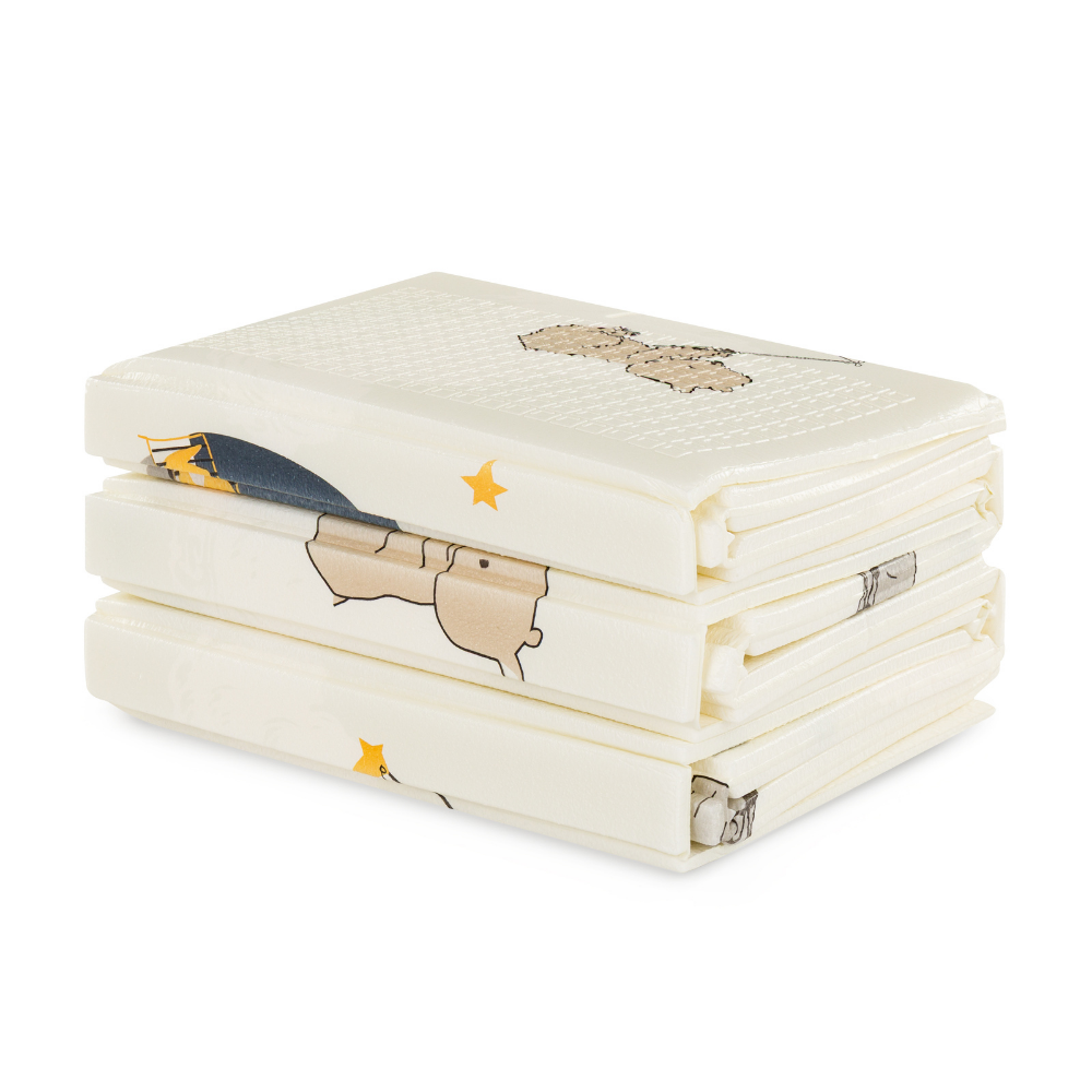 PETITE&amp;MARS Podložka na hranie skladacie Campy L 130x200cm Mountains&amp;Triangles