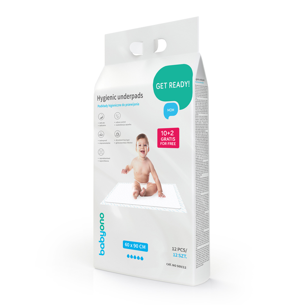 BABYONO Podložky prebaľovacie jednorázové 60x90 cm, 10 ks + 2 gratis