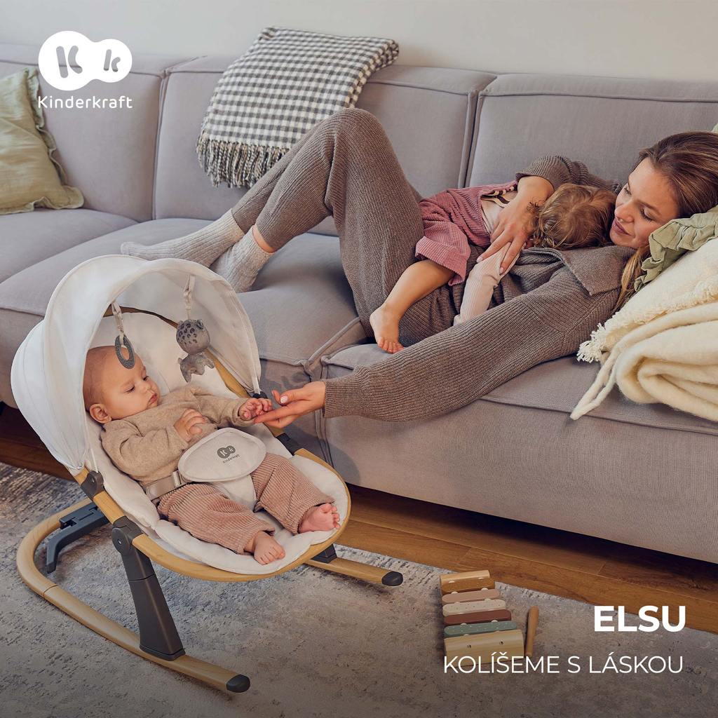 KINDERKRAFT Lehátko Elsu Grey, do 9kg