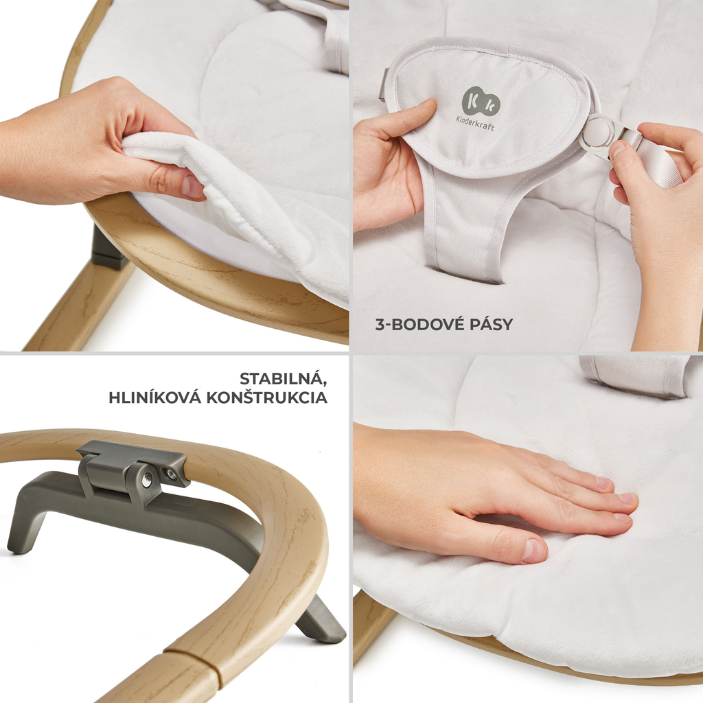 KINDERKRAFT Lehátko Elsu Grey, do 9kg