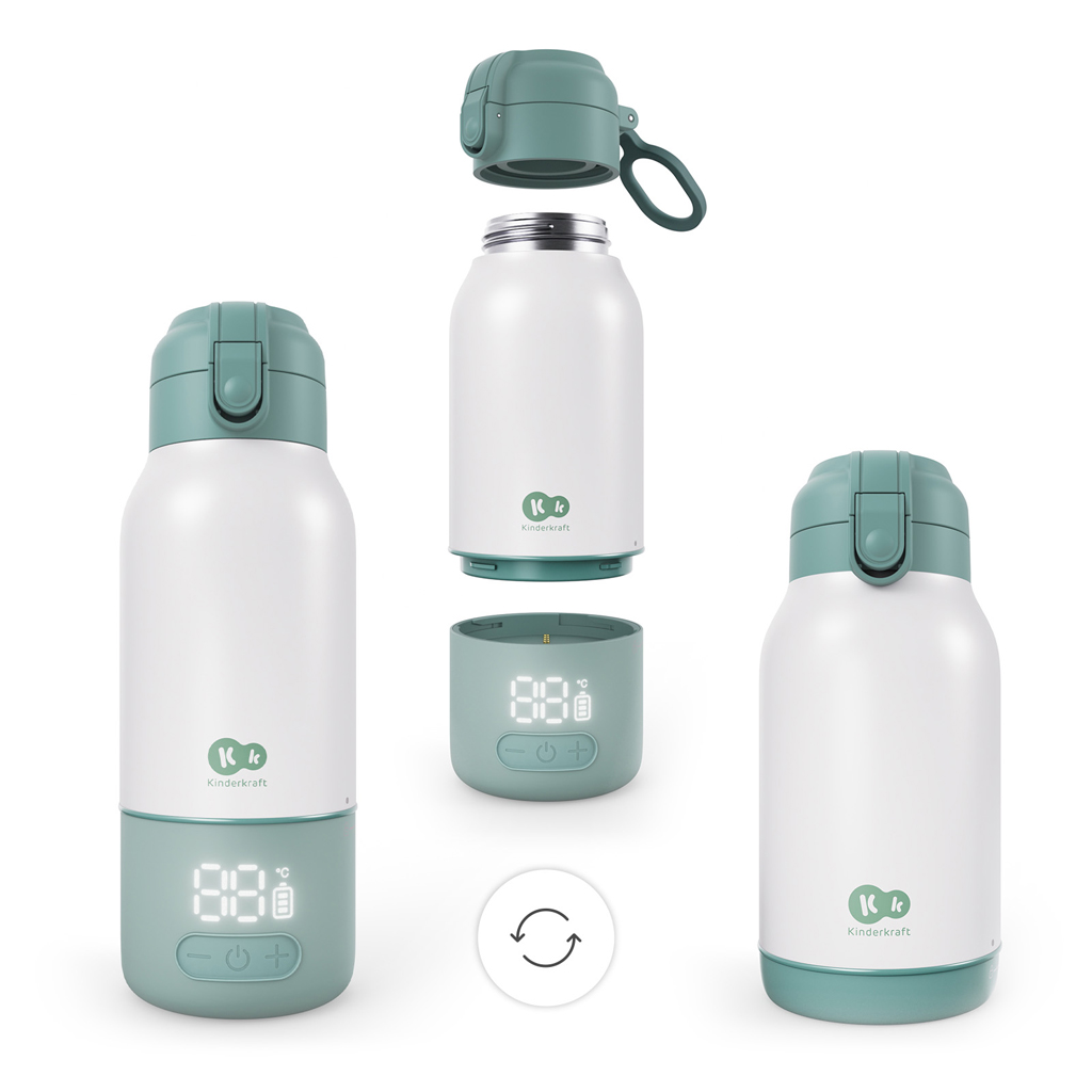 KINDERKRAFT Cestovný ohrievač mlieka a termoska 2v1 Gaja Green