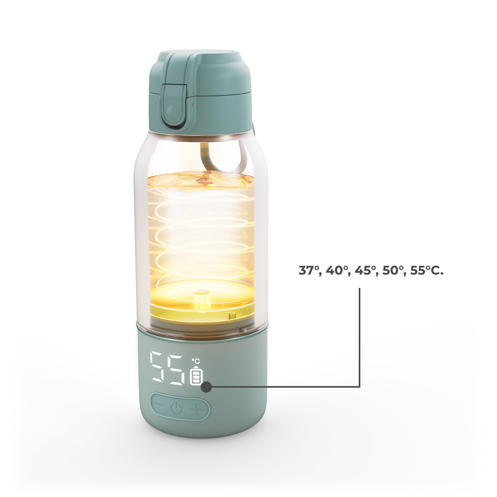 KINDERKRAFT Cestovný ohrievač mlieka a termoska 2v1 Gaja Green